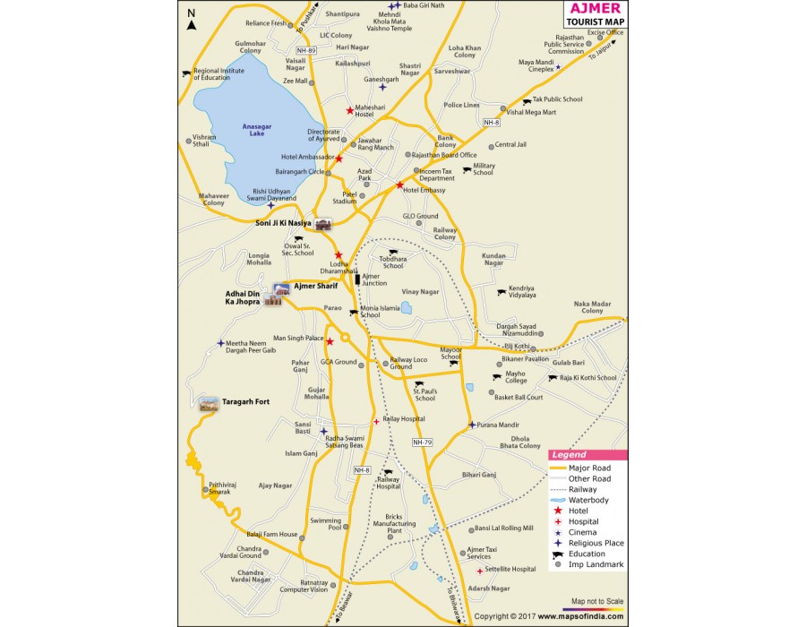 Ajmer Tourist Map 800px 900x700 